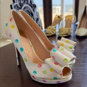 Playful Polka Dot Peep Toe Heels by